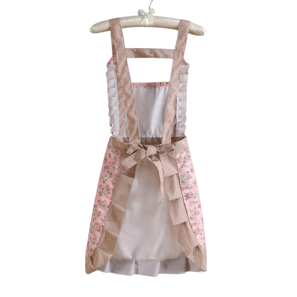 Delantal de cocina de algodón con estampado floral y bolsillos: delantal de cocina impermeable y resistente al aceite para mujer: delantal de chef ajustable para el hogar y restaurantes