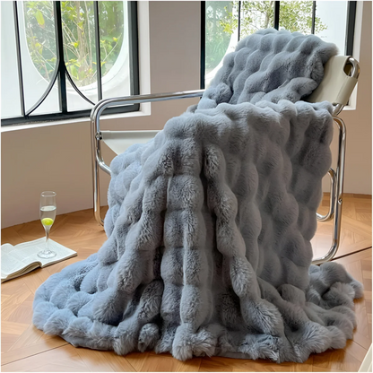 Faux Fur Throw Blanket 59 x 79 Inches Beige Polyester for Couch Bed Bedroom Soft Warm Oversized Decorative Living Room Sofa Cover