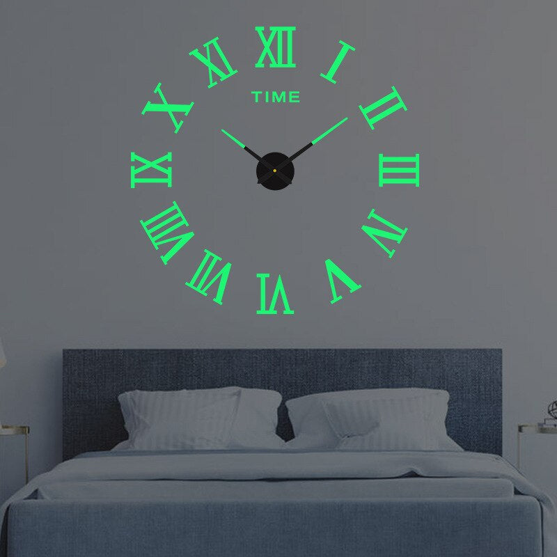 Oversized Decorative Timepiece with Dimensional Numbers for Entryway Kitchen Bedroom 16-Inch Round Silent Quartz Movement Battery-Operated C