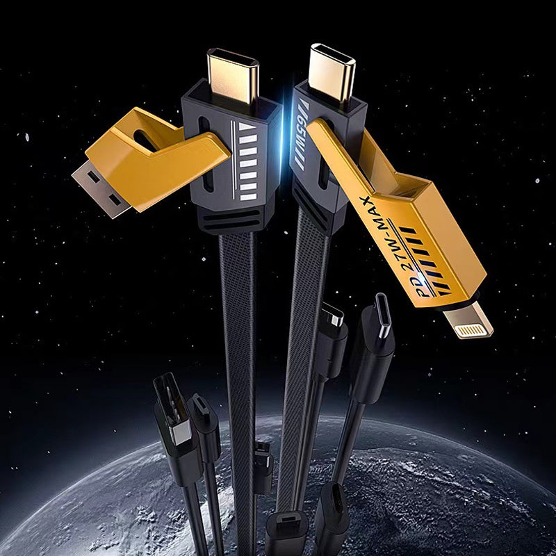 Multi-Device 65W USB-C Power Delivery Charging Cable with Dual Input & Output Ports for iPhone iPad MacBook Android Tablets