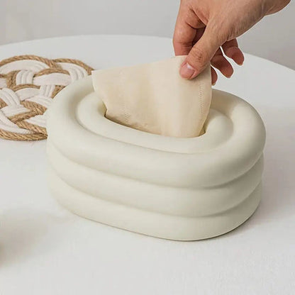 Caja para pañuelos Lustre - Cerámica de alta calidad, elegante diseño con anillo de viento