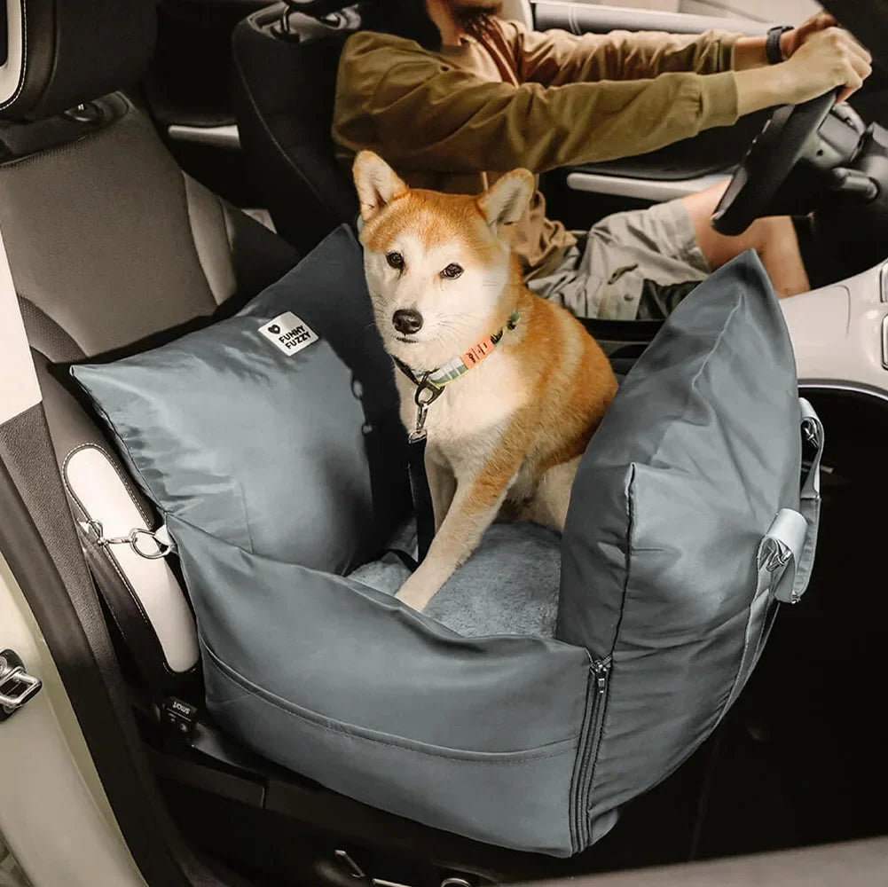 Padded Dog Car Seat Booster with Safety Harness & Side Bolsters – Waterproof Washable Pet Travel Carrier for Cars, SUVs & Travel