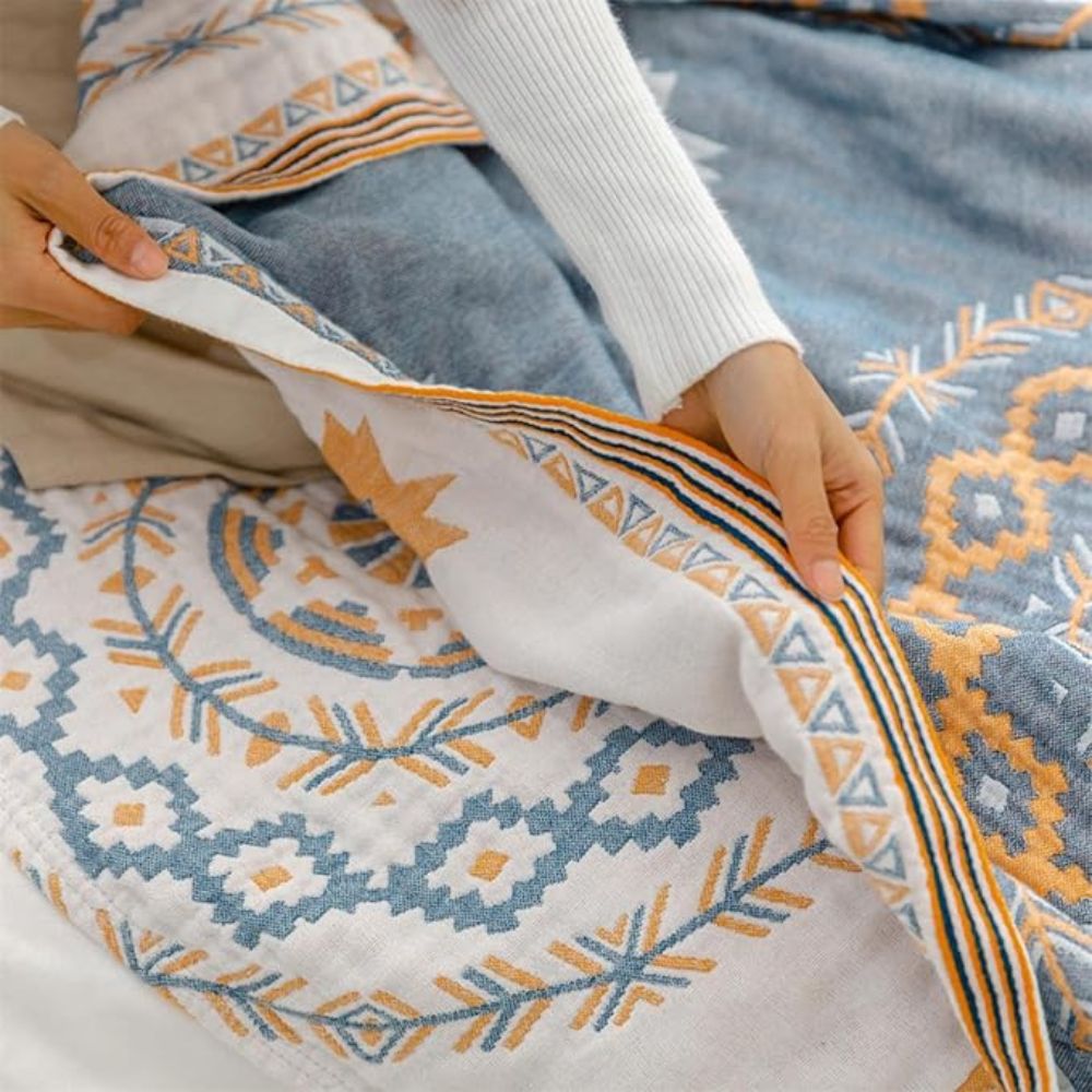Manta de algodón Sable - Diseño de mandala bohemio, suave y transpirable