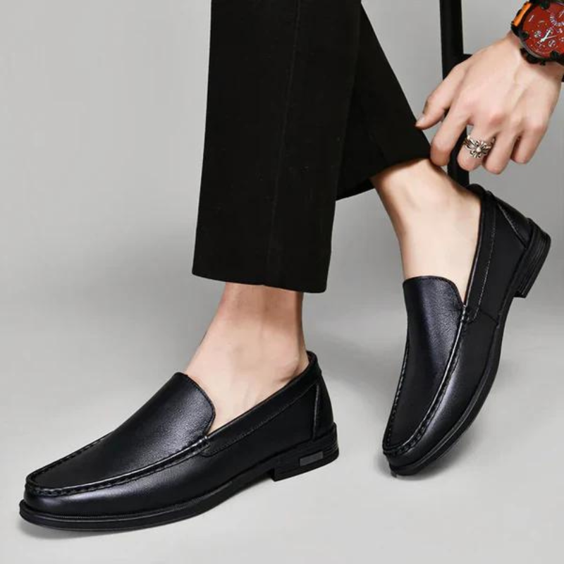 Genuine Leather Loafers Men's Dress Slip-On Shoes Handcrafted Italian Style for Business Casual Office Formal Work