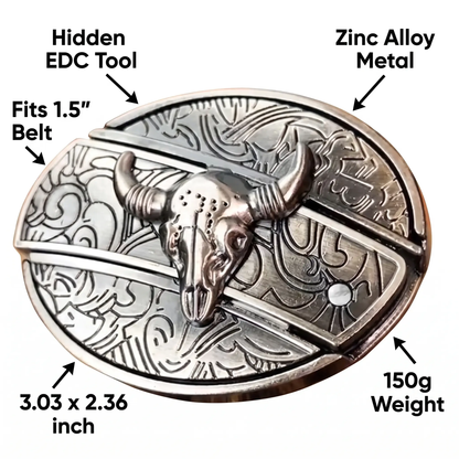 Western Accessory Clasp with Concealed Utility Feature for 1.5 in Straps | Decorative Zinc Alloy Hardware for Ranch, Rodeo & Everyday Wear