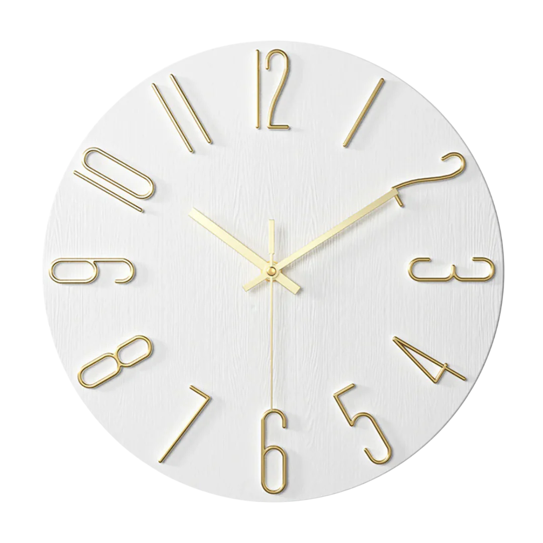 12-Inch Quartz Wall Clock – Minimalist Round Design for Home, Office, Bedroom & Kitchen – Silent Non-Ticking Battery Operated