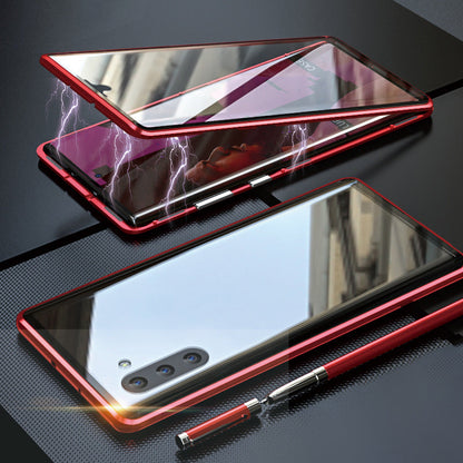Tempered Glass Magnetic Phone Case for Samsung Galaxy – Double-Sided Shockproof Protection with Metal Frame & Auto-Lock Design