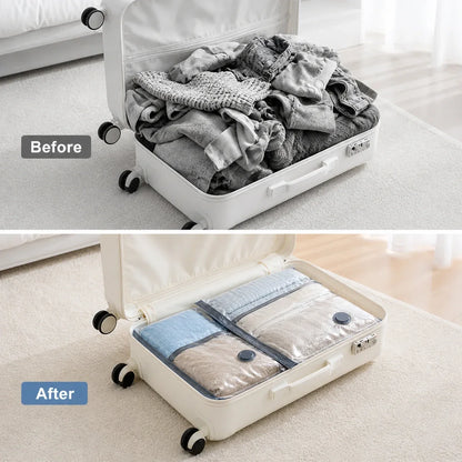 Space-Saver Compression Bags with Motorized Air Pump – 12-Piece Set for Travel, Closet Storage & Seasonal Clothing