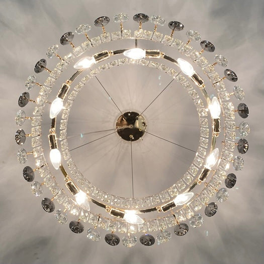 Dimmable Crystal Chandelier for Dining Room & Living Room – Adjustable Chain, Faceted Prisms, Multiple Sizes – Round & Rectangle