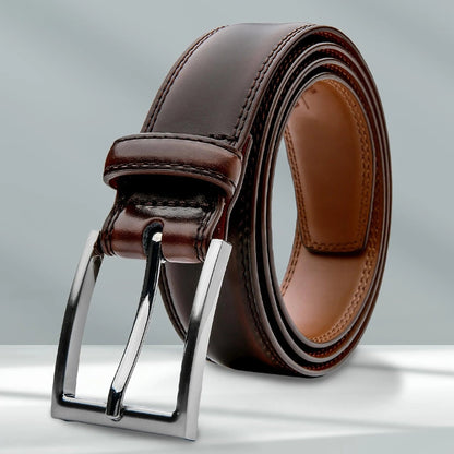 Genuine Leather Belt with Classic Pin Buckle for Men & Women – Versatile Dress Belt for Business & Casual Wear in 7 Colors & Waist Sizes 30-