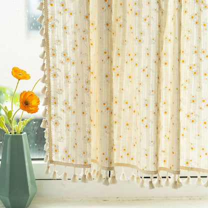 Cortina Opaline - Algodón y lino, estampado de margaritas beige