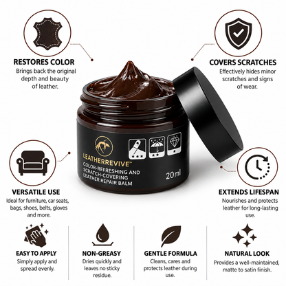 Leather Repair & Color Restoring Balm for Furniture, Car Seats & Accessories