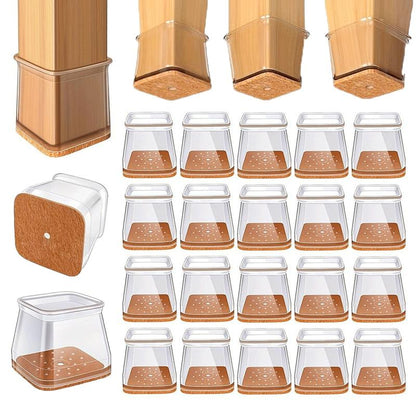 Chair Leg Floor Protectors 24-Pack for Square Legs 0.5-0.75 inch | Felt Pads Furniture Glides Noise Reduction Hardwood Laminate Tile Protect