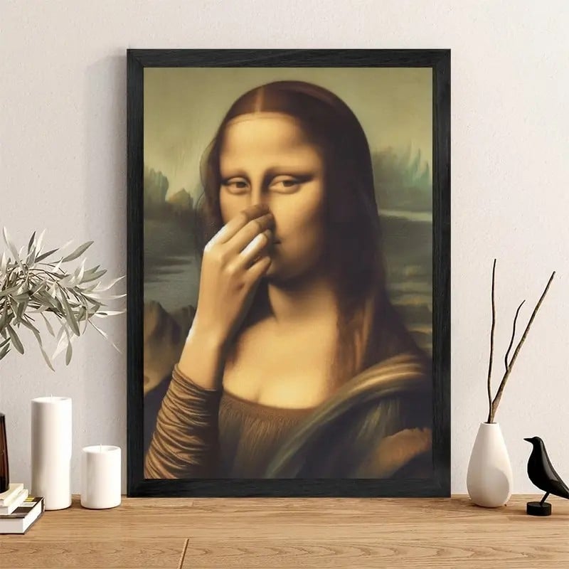 Funny Renaissance Bathroom Canvas Wall Art – Moisture-Resistant Stretched Print for Powder Room & Toilet Decor