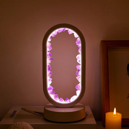 Amethyst Crystal Accent Lamp 8 Inch Purple Glow for Nightstands Meditation Rooms Yoga Spaces Handcrafted Gemstone Light E14 Socket 10W Max B