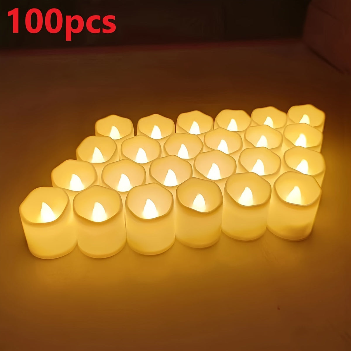 Battery Operated LED Tealights Flameless Candles 24-100 Pack Warm Flickering Glow for Weddings Events Indoor Outdoor Decor Safe Ambient