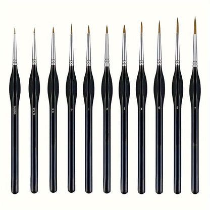 Precision Art Brushes for Scale Models 7.7 Inch Synthetic Bristle Set Wooden Handle Acrylic Oil Watercolor Craft Nail Art