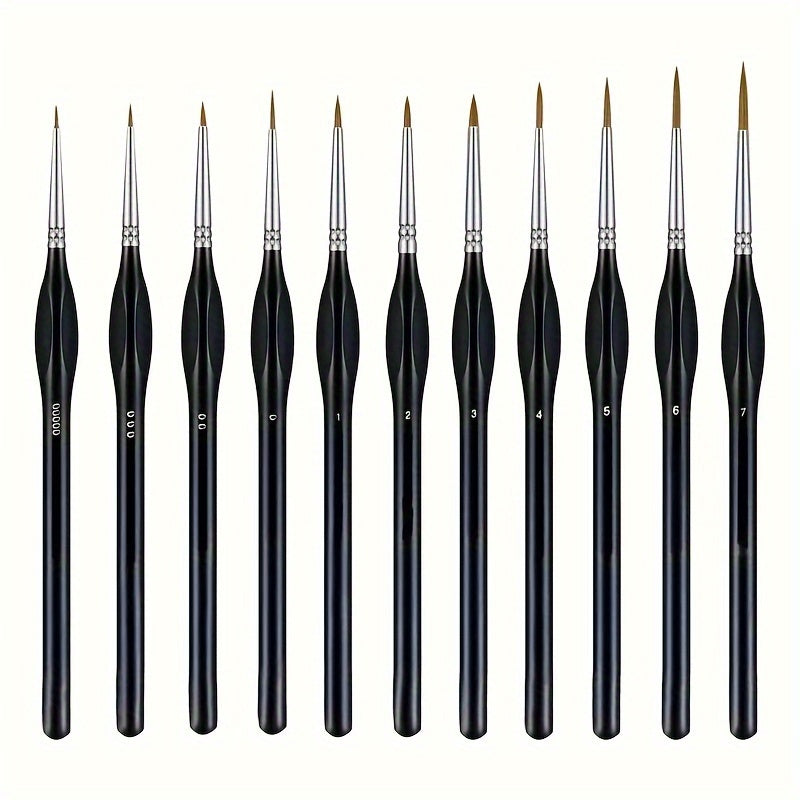 Precision Art Brushes for Scale Models 7.7 Inch Synthetic Bristle Set Wooden Handle Acrylic Oil Watercolor Craft Nail Art