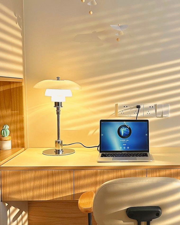 Glass Desk Lamp with Adjustable Light Temperature 19 inches Tall for Home Office Bedside Reading Study Room Work Surface Illumination Nights