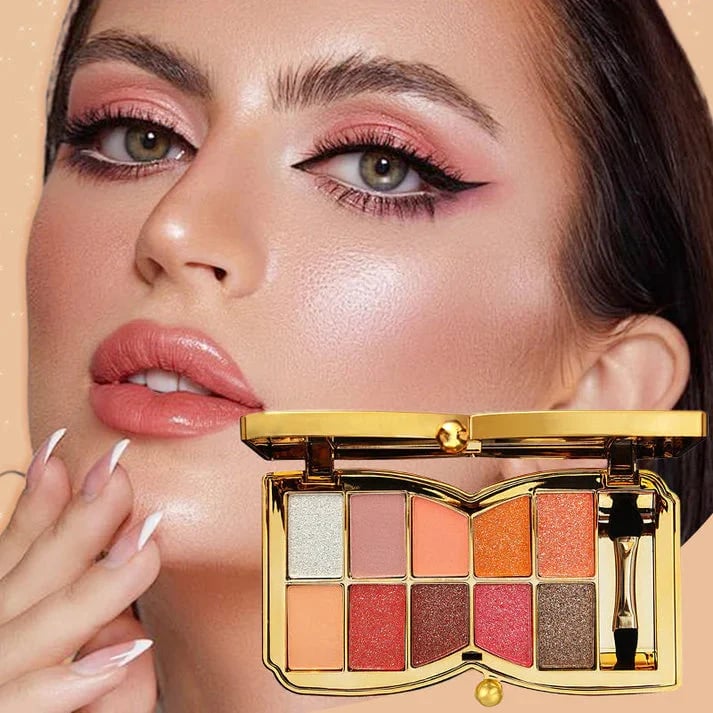 10-Color Glitter Eyeshadow Palette Shimmer Mineral Makeup for Parties Weddings Everyday Looks Highly Pigmented Long-Lasting Eye Shadow