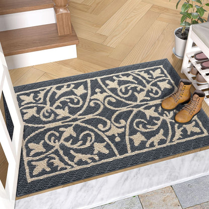 Entryway Mat with Non-Slip Rubber Backing – Low Profile Door Mat for Indoor Use – Traps Dirt & Moisture – Machine Washable