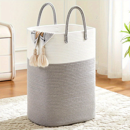 Collapsible Fabric Hamper 26-Gallon Soft-Sided Bin for Clothes Toys Blankets Bedroom Bathroom Kids Room Organizer Gray White Brown
