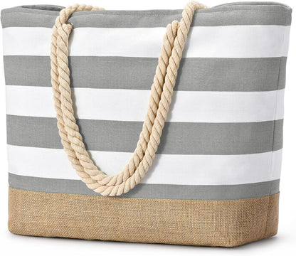 Bolso de playa grande de lona Ortekor con diseño impermeable | Esencial de viaje elegante y resistente a la arena para la diversión del verano