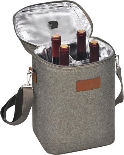 Bolsa térmica para vino con diseño acolchado | Enfriador a prueba de fugas para viajes y fiestas