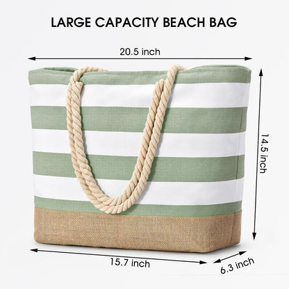Bolso de playa grande de lona Ortekor con diseño impermeable | Esencial de viaje elegante y resistente a la arena para la diversión del verano
