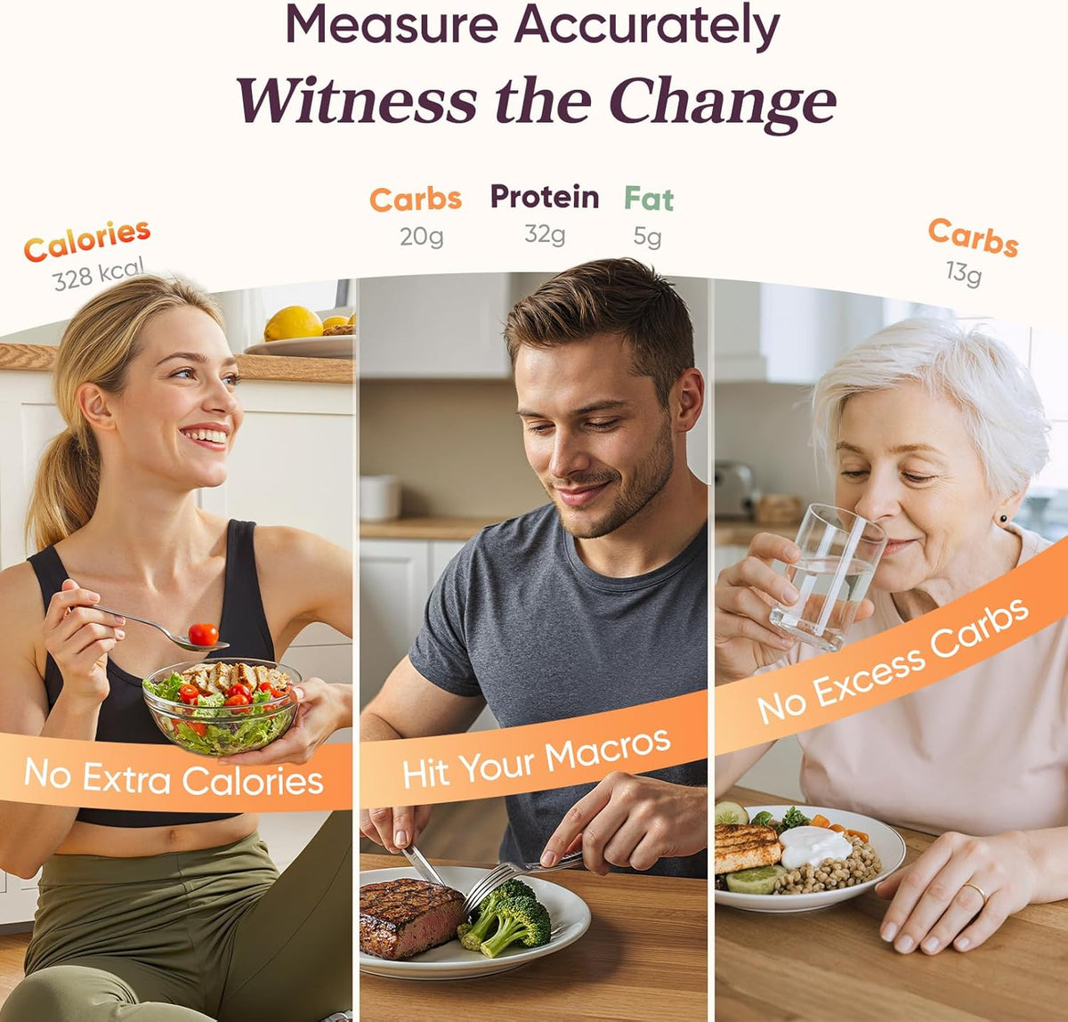 Báscula de cocina inteligente | Báscula digital de alimentos con calculadora nutricional | Medición de peso precisa para la preparación de comidas saludables