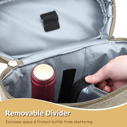 Bolsa térmica para vino con diseño acolchado | Enfriador a prueba de fugas para viajes y fiestas