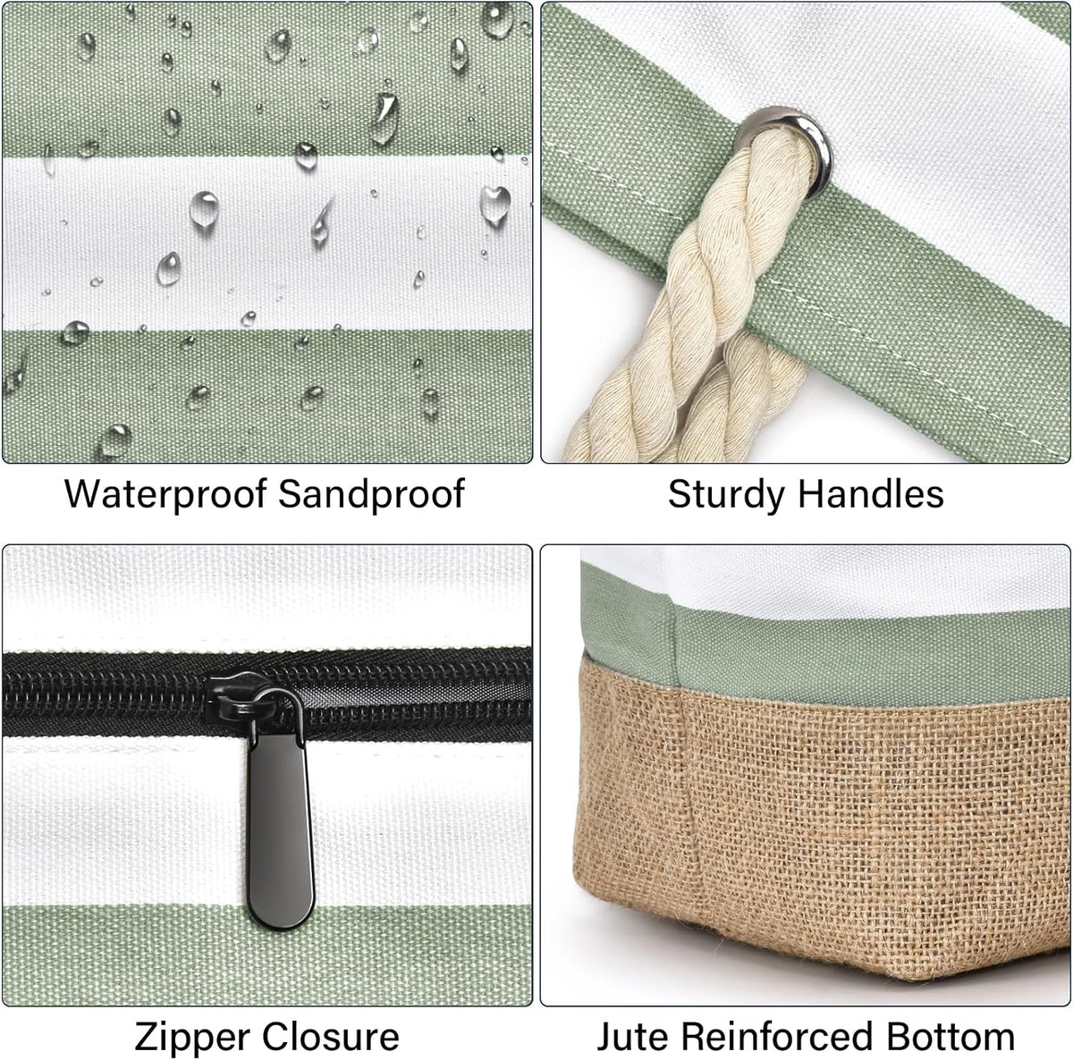 Bolso de playa grande de lona Ortekor con diseño impermeable | Esencial de viaje elegante y resistente a la arena para la diversión del verano