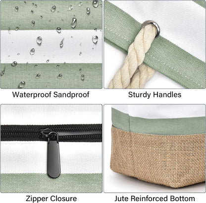 Bolso de playa grande de lona Ortekor con diseño impermeable | Esencial de viaje elegante y resistente a la arena para la diversión del verano