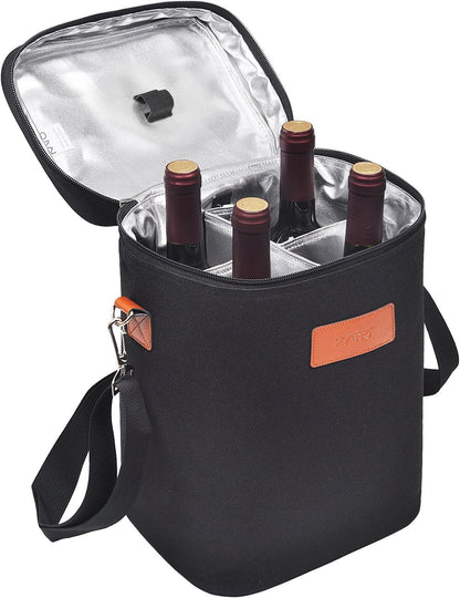 Bolsa térmica para vino con diseño acolchado | Enfriador a prueba de fugas para viajes y fiestas