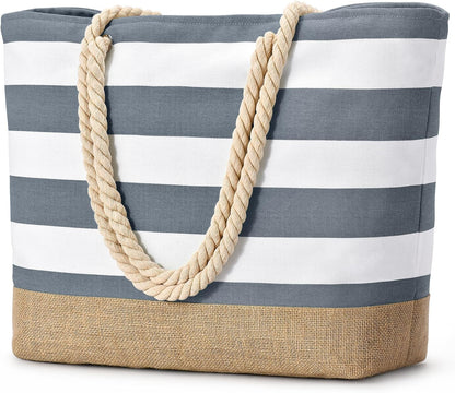 Bolso de playa grande de lona Ortekor con diseño impermeable | Esencial de viaje elegante y resistente a la arena para la diversión del verano