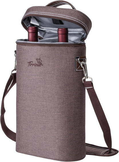 Bolsa térmica para vino con diseño acolchado | Enfriador a prueba de fugas para viajes y fiestas