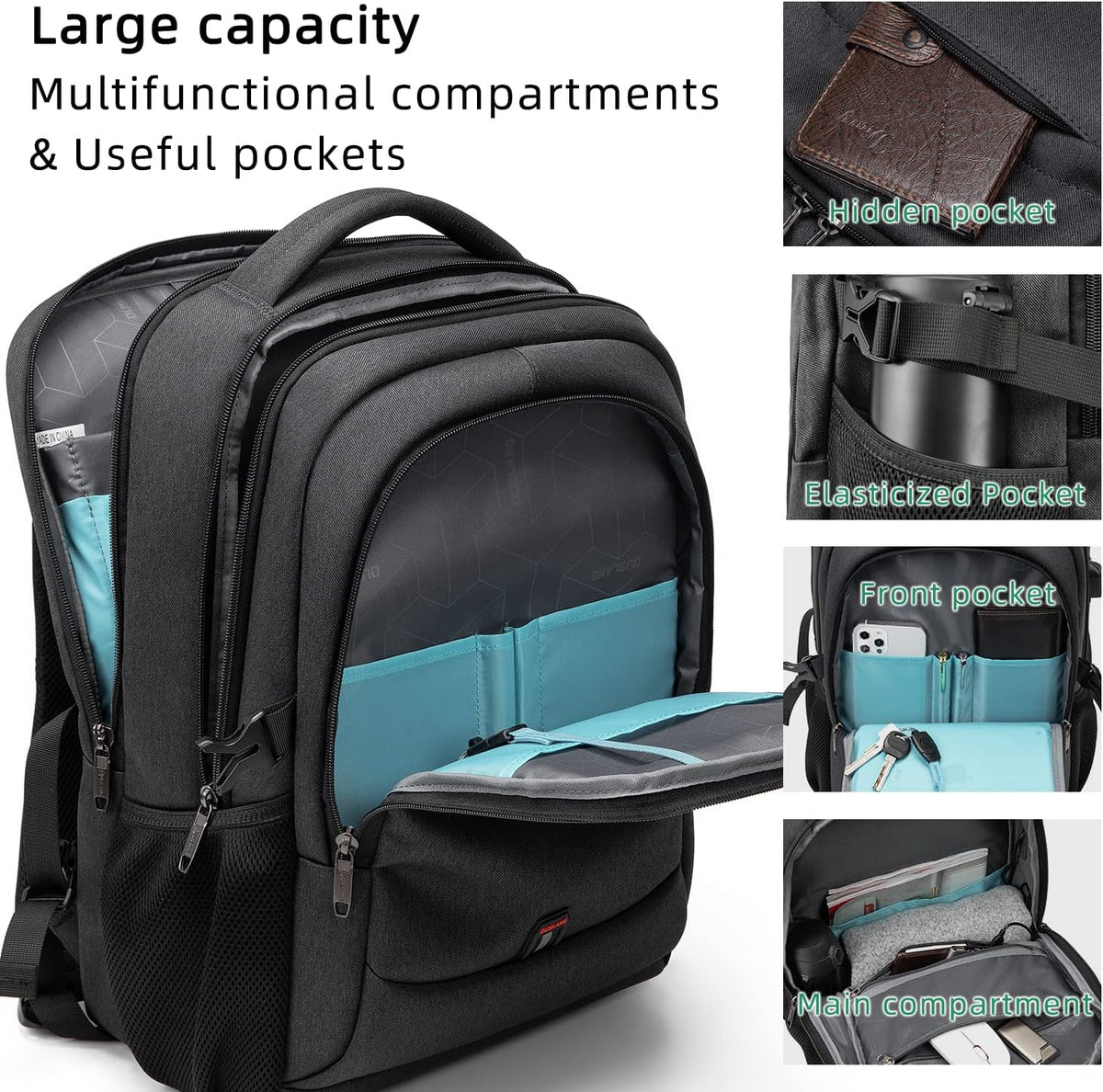 Travel Backpack with USB Charging Port for Laptops up to 17 Inches | Water-Resistant Daypack with Anti-Theft Pocket for Business Work School