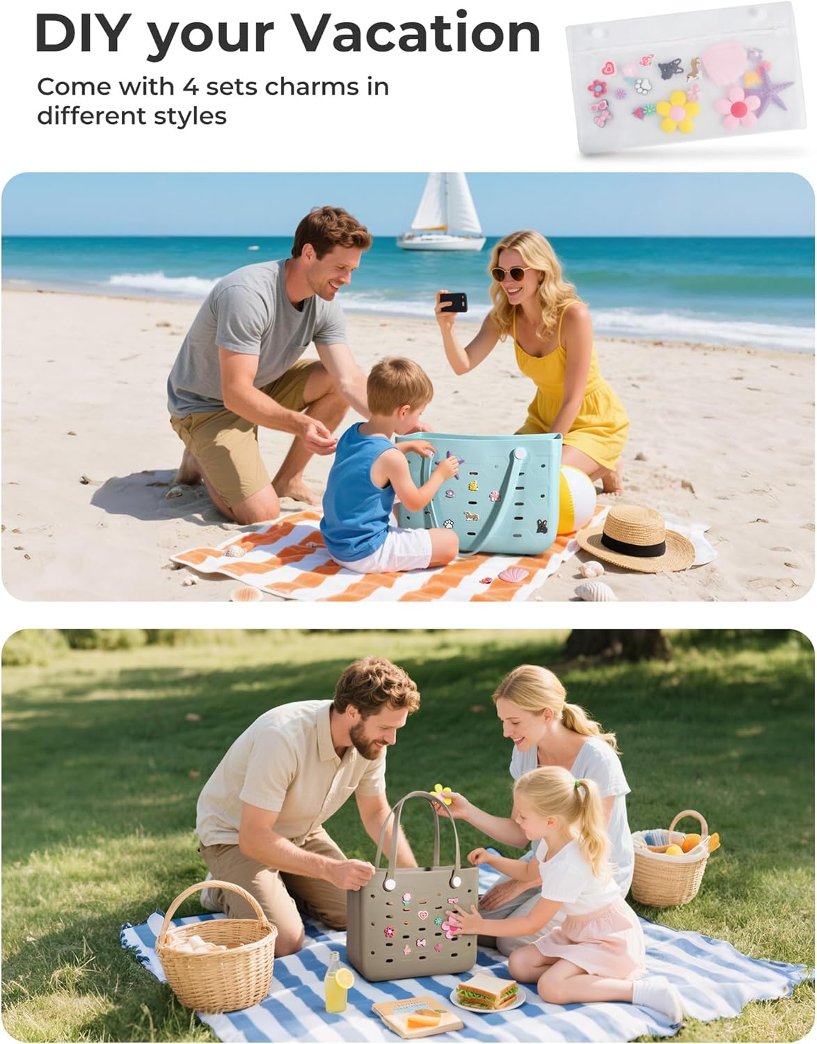 Bolso tote de goma resistente al agua Ortekor con diseño a prueba de arena | Esencial elegante para unas vacaciones de verano divertidas