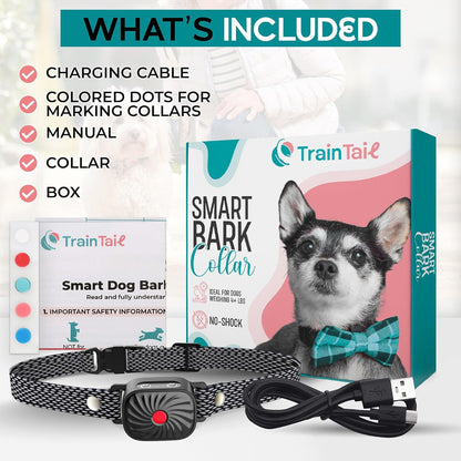 Humane Bark Control Collar for Small Dogs | 4 Vibration Levels & Sound Mode | IP87 Waterproof | Adjustable 6-20 in Neck | Safe Puppy