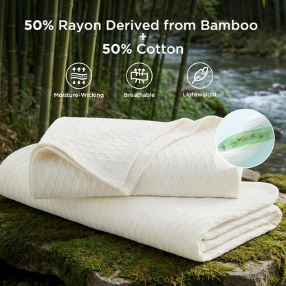 Confort acogedor | Manta de rayón de bambú refrescante para personas calurosas | Manta de verano ligera y transpirable para cama y sofá