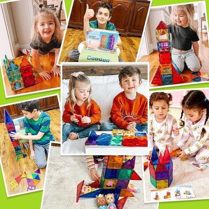 Creative Builders | Montessori Magnetic Tiles Building Set with 40 Pieces for STEM Learning