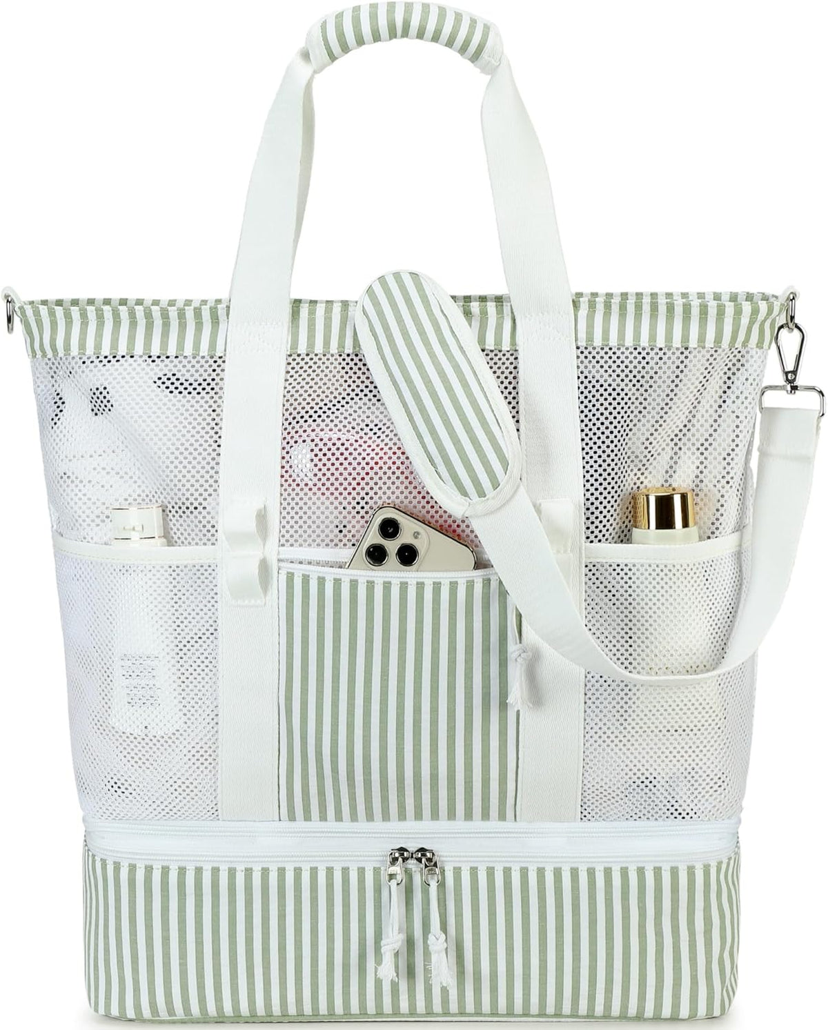 Ortekor | Bolsa de playa de malla con compartimento térmico | Bolso de piscina elegante y versátil para salidas de verano