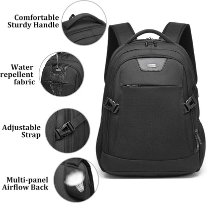 Travel Backpack with USB Charging Port for Laptops up to 17 Inches | Water-Resistant Daypack with Anti-Theft Pocket for Business Work School