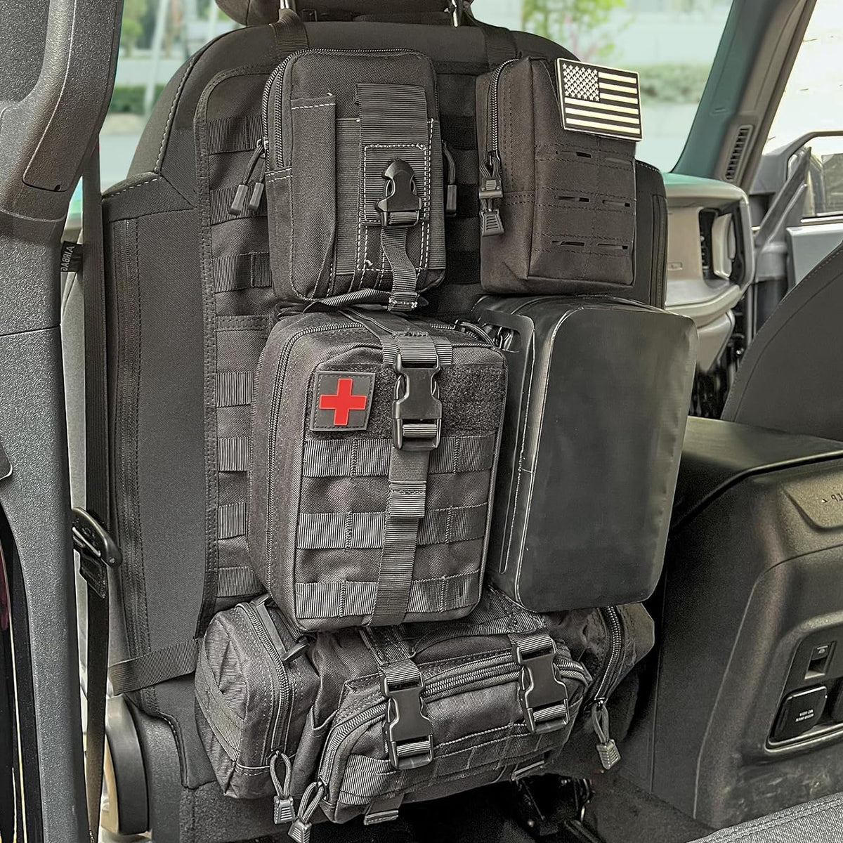 Táctico | Organizador de asiento de coche con diseño impermeable y sistema Molle | Solución de almacenamiento versátil para coches, camiones y SUVs
