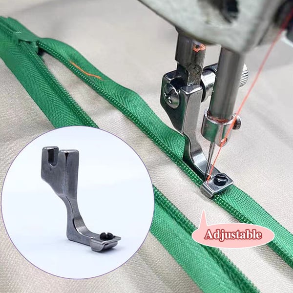 Adjustable Zipper Foot for Sewing Machines – Invisible Zip Presser Foot Attachment for Size 3 & 5 Zippers | Compatible with Most Home Models