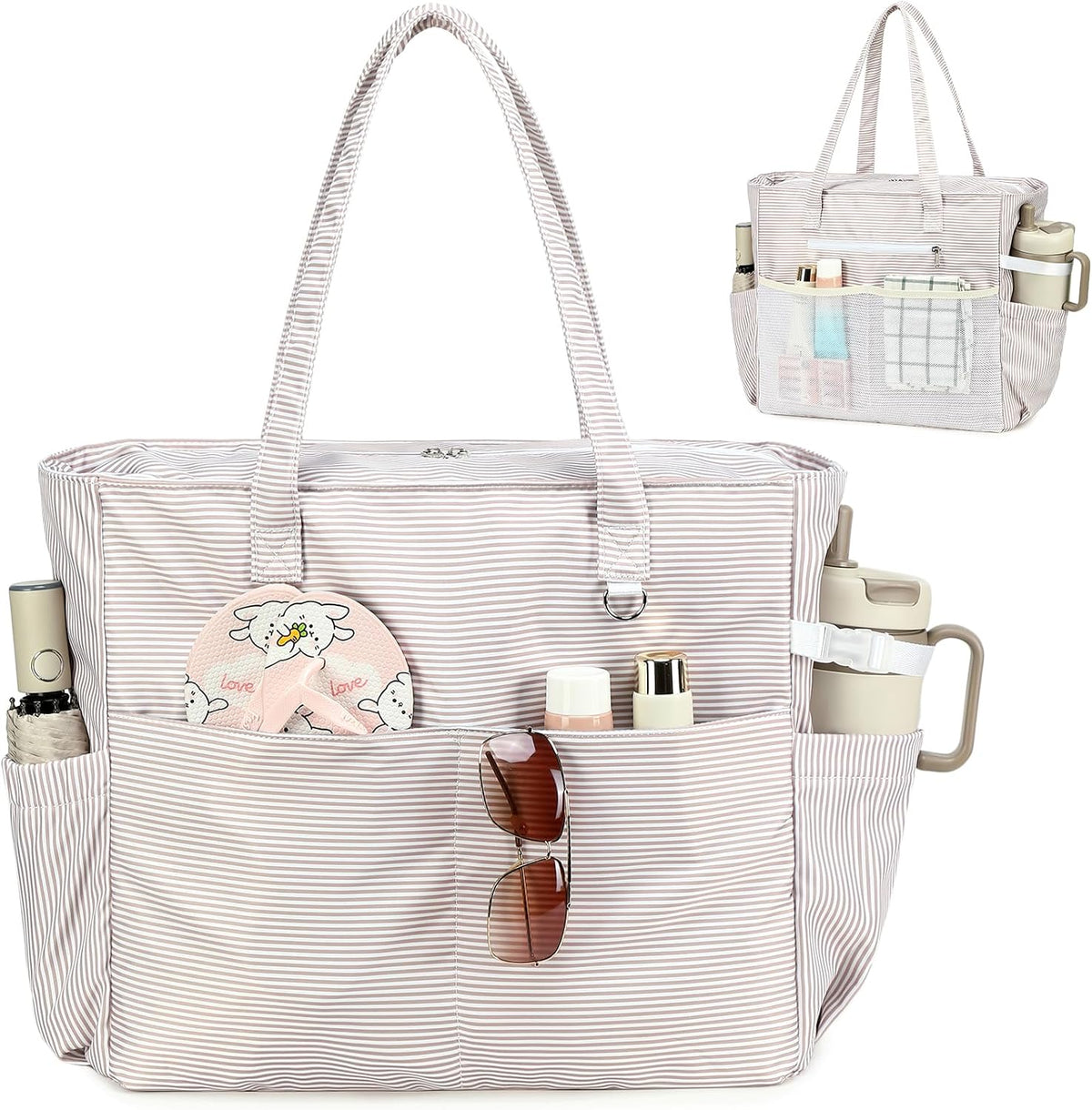 Bolso de playa extragrande con compartimento impermeable, bolso de playa resistente al agua para piscina y natación, bolso tipo tote para viajes