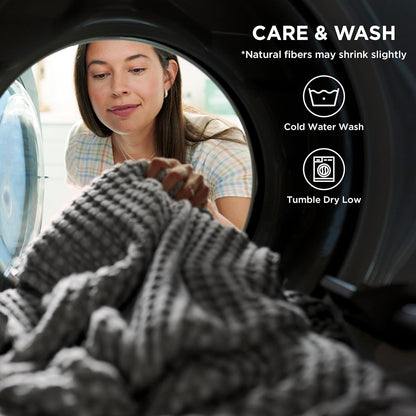 Cozy Haven | Manta de nido de abeja refrescante para cama queen, de algodón y bambú ligero | Manta de verano suave para personas calurosas