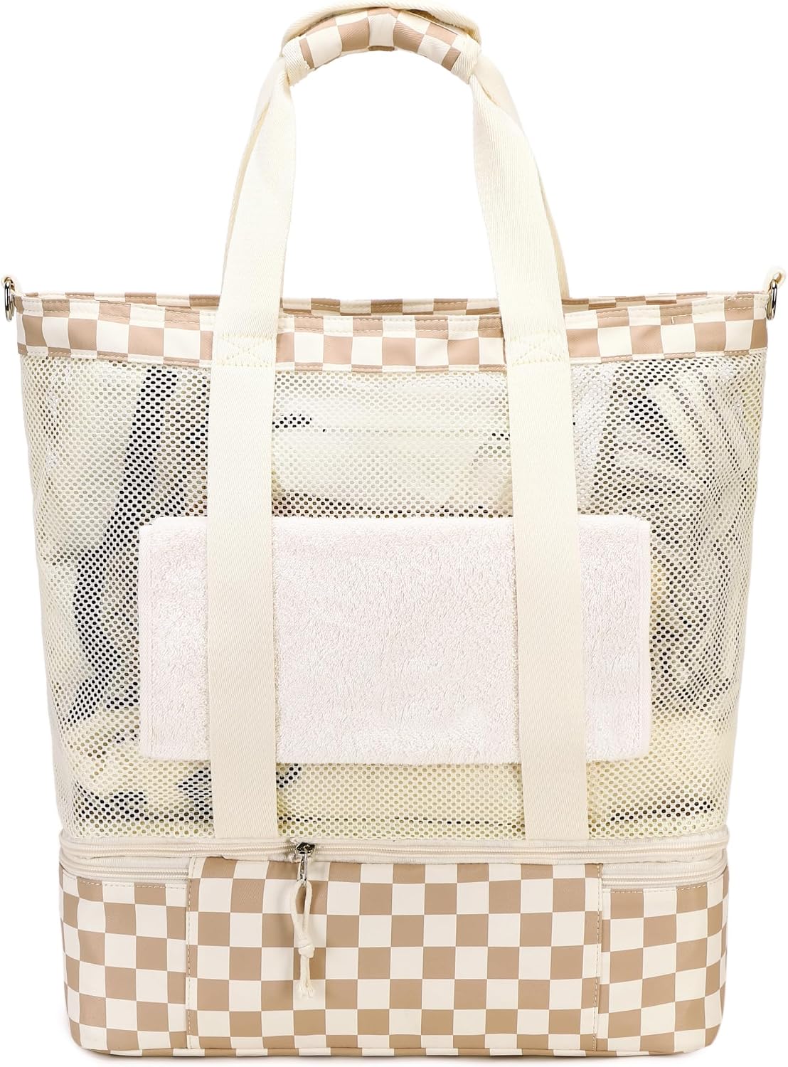 Ortekor | Bolsa de playa de malla con compartimento térmico | Bolso de piscina elegante y versátil para salidas de verano