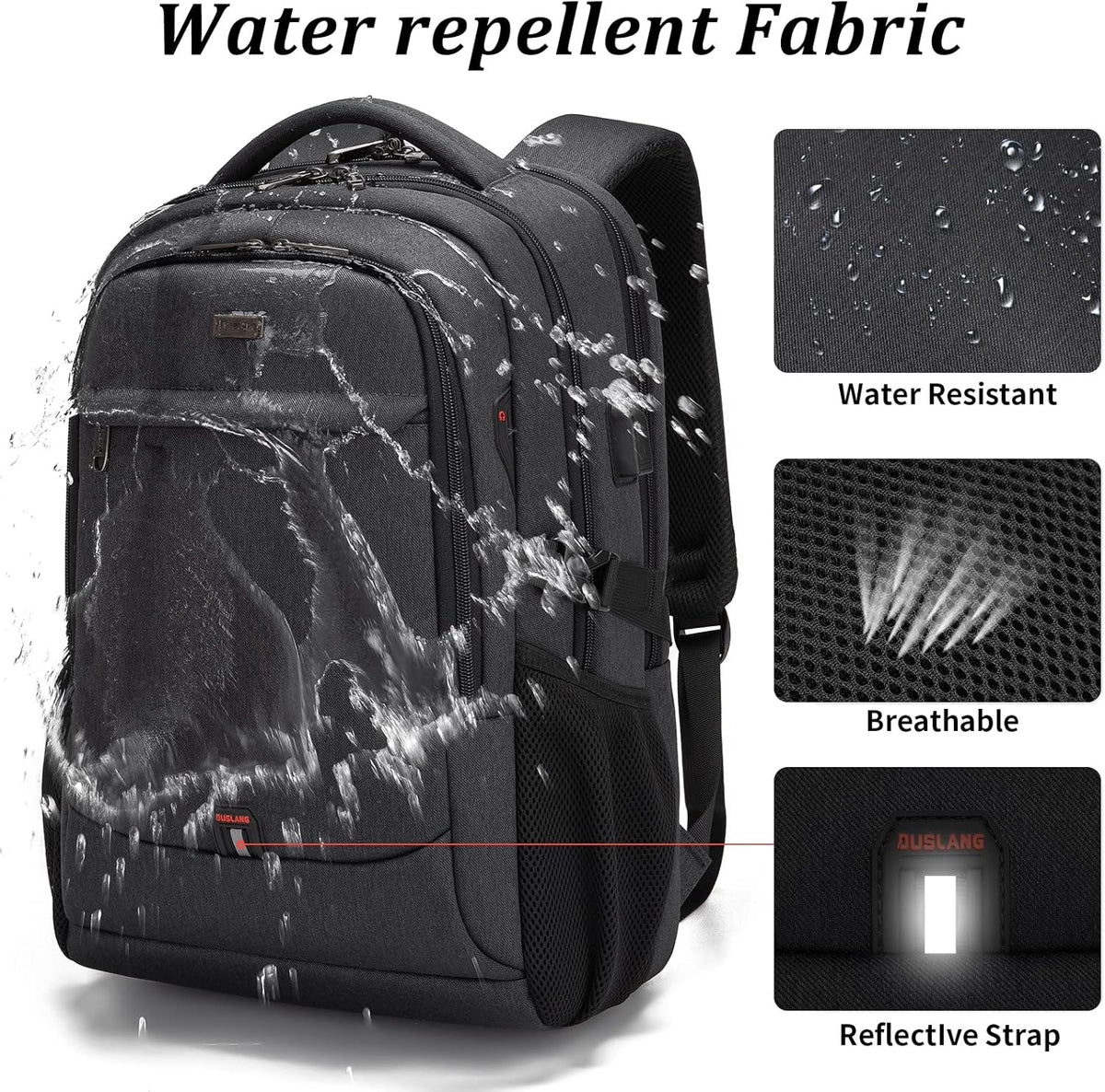Travel Backpack with USB Charging Port for Laptops up to 17 Inches | Water-Resistant Daypack with Anti-Theft Pocket for Business Work School