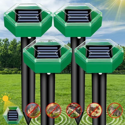 Solar Ultrasonic Mole Repellent Stakes for Lawn & Garden Protection – Outdoor Animal Deterrent Set of 4 for Gophers, Voles, Snakes &